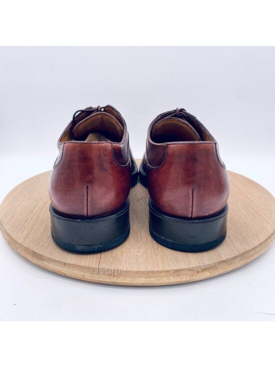 Vintage Santoni Shoes Mens 8.5 Brown Leather Plain Toe Dress Oxfords Italy main image 4